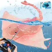 Remote Control Stingray Diving into Water High Simulation Robot Manta Ray Lights Rechargeable Battery Remote Control Summer Toys Great Gift RC Boat for Age3+ Pink
