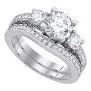 14k White Gold Round Diamond Bridal Wedding Ring Set 2-1/2 Cttw