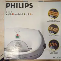 在飛比找蝦皮購物優惠-PHILIPS 華夫鬆餅機 熱壓吐司機炙烤機三合一 HD24