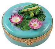 Rochard Limoges Frog on Monet Water Lilies Porcelain Trinket Box