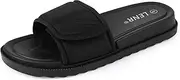 [LENR] Women's Slide Sandals, Soccer Slide Sandals For Women With Memory Foam Upper + Velcro Adjustable Strap