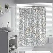 Boho Minimalism Shower Curtain Plant Branches Leaves Pattern Cloth Fabric Bathroom Decor Curtains Set with Hooks Waterproof Polyester 200 x 240 cm