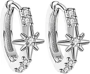 [WOFASHPURET] Eight-pointed Star Earring Set Double Helix Hoop Earrings Zircon Stones Stylish Women's Jewelry Comfortable Easy to Wear for Her