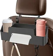 Bomefoi Car Headrest Organiser, Headrest Cup Holder for the Back Seat, Multifunctional Car Rear Seat Cup Holder, Storage Shelf, Tissue Holder with Hooks, Automotive Headrests