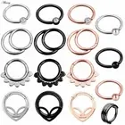 1pc Nose Hoop Rings Hinged Ear Septum Piercing Double Layers Steel Clicker Segme