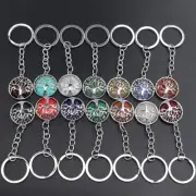 10pcs Alloy Tree of Life Key Chain Natural Quartz Crystal Chain Gemstone Reiki