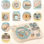 Montessori Toy Steering Wheel Wooden Busy Board Wooden Sensory Toys for Toddlers Preschool Travel Learning Activities