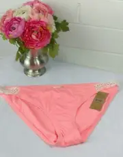 NWT Woman CREMIEUX SWIMWEAR BIKINI BOTTOM SZ L Crochet side cluny Hipster Coral