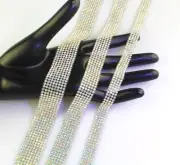 AB Crystal Hotfix Rhinestone Ribbon DIY Clothing Applique Craft Decoration 1Yard
