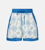 [Alemais] Alémais Pia printed high-rise shorts UK 16 blue
