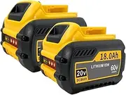 18,000mAh Li-ion Battery Compatible with DeWalt 20V/60V MAX Tools (DCB609, 205, DCB606), Replacement for Flexvolt DCB547-XJ & 20V MAX Chargers, Cordless Power Tool Pack(60V 2PCS 18.0AH)