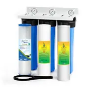 20" x 4.5" Big Blue Triple Whole House Water Filters System 3 Stages + Gauges