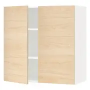 METOD wall cabinet with shelves/2 doors, white/Askersund light ash effect, 80x37x80 cm