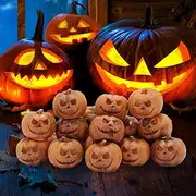 GET Stood Skeleton Pumpkin Statue Figurines for Outdoor and Indoor Decoration Glowing Creepy Ghost for Halloween Bride Groom Pose