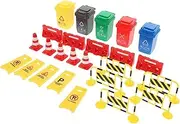 DRESSOOS 1Set Miniature Traffic Signs and Roadblocks Educational with Cones Barriers Warning Signs Garbage Bins for Traffic Knowledge Development