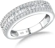 [DAYBYDAY] Emerald Cut Channel Set Moissanite Wedding Band 925 Sterling Silver 1 Carat Baguette Moissanite Eternity Band Rings for Women Men (with Gift Box)