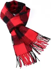 A.WAVE Softer than Cashmere Wool Touch Tassel Ends Plaid Check Solid Scarf