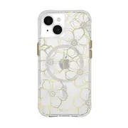 Case-Mate Floral Gems MagSafe Case Mobile Phone Cover For Apple iPhone 15 Gold