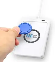 Inncen White NFC Reader, 424 kbps ACR122U Contactless IC Card Reader Smart Card Writer Key Card Tag with USB Cable