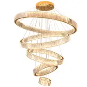Eli & Co. Lighting Helix 5-Ring Spiral Crystal Chandelier – Gold Finish