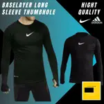 BASELAYER 袖扣長袖拇指孔黑色運動服 M L XL XXL