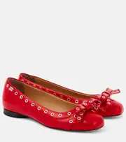 [Ganni] Ganni Bow-detail faux leather ballet flats AU 4 red