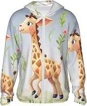 [LHBWCVN] UPF 50+ Light Jacket Full Zip Sun Protection Hoodie for Women Men Long Sleeve Cute Giraffe Sun Shirts
