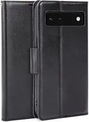 [ZUSLAB] Wallet Case for Pixel 7a Case Hanman Leather Wallet Card Holder Cover for Google (2023) - Black