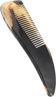 BIUDECO Polished Horn Comb with Handle Handmade Fine Tooth Comb for Hair Care Scalp Massage and Grooming Ergonomic Design for Men and Women Thickened Durable Construction
