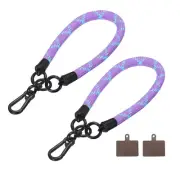 Phone Lanyard Wrist Lanyard with Lanyard Patch Purple Light Blue 2 Pack