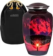 Trupoint Memorials Cremation Urns for Human Ashes, Tree of Life Decorative Burial Urn for Adult Men and Women, Large Red Sunset