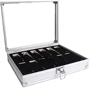Meoly-AU 12 Grid Watch Display Holder Aluminum Alloy Watch Box Watch Organizer Storage Box Jewelry Storage Case Collection Bracelet Organizer with Lock