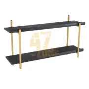 Two Tiers Shelf Black Brown Furniture Indoor Living Dining Room Office Decor