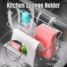 Stainless Steel Kitchen Sponge Holder Soap Brush Sink Caddy Drainer Rack Storage