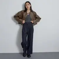 在飛比找momo購物網優惠-【Line-up wears】薄磨毛織紋挺版西裝褲(早秋新款