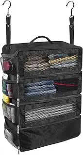 Olosar Suitcase Organizer, Travel Luggage Organizer Portable Hanging Travel Shelves Collapsible Hanging Packing Cubes for Carry on Suitcase, Black-M, Medium, Modern