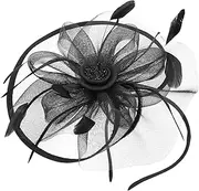 [FRCOLOR] Tea Party Hat Wedding Fascinator Bridal Headband Elegant Hair Accessories Black