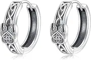 [LWQQWL] Hoop Earrings for Men Women 925 Sterling Silver Ankh/Wolf/Celtic/Opal Earrings Jewelry Gifts