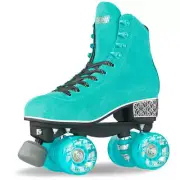 Crazy Skates EVOKE Quad Rollerskates TEAL | Womens Ladies Leather Roller Size