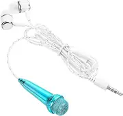 sourcing map Mini Microphone Tiny Microphone Portable Microphone Mini Mic with Earphone for Singing Voice Recording Video for Phone Computer Notebook Light Blue
