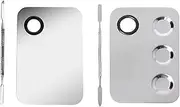 2Pack Makeup Mixing Palettes, Stainless Steel Cosmetic Mixing Palettes with Double-Headed Scraper for Color Mixing, Manicure Drawing, Eyeshadow,Nail Polish and Makeup Application Accessory