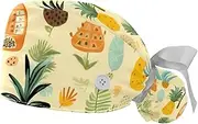 [YTYVAGT] 2-Pc,Gourd-Shaped Working Cap,Fisherman Hat with Buttons and Cotton Sweatband,Fruit Pattern Pineapple Leaves