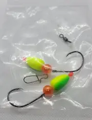 Pompano rig with 2/0 Eagle Claw circle hooks and 20lb Berkley fluorocarbon