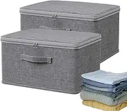 Arrovarp 2 Piece Fabric Storage Box, Wardrobe Quilt Storage Box With Cover, Lockable Box With Combination Lock, Closet Quilt Organiser, Large Storage Boxes With Zipper Lid For Toys Clothes