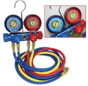 R134A R22 R12 R502 A/C Manifold Service Gauges Set + 4pc 60" Charging Hose