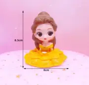 "Beauty and the Beast-themed cake decorations with a yellow dress Belle princess