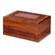 Wooden Keepsake Urn Box, Cremation Urns for Human Ashes, Handcarved Decorativ...
