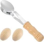 Totority Baby Music Instruments 1 Set Musical Spoon Wood Handle Metal Spoon Clapper Egg for Folk Instruments