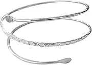 [Prettyia] Fashion Metal Arm Cuff Bracelet Open Adjustable Armband Bangle Simple Coil Upper Jewelry for Women Ladies