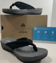 Cloudsteppers by Clarks Arla Kaylie Black Fabric Thong Flip Flops Size 9